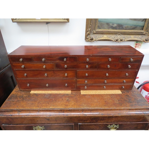 6088 - A Victorian mahogany tabletop collector's / engineer's chest of drawers, 87cm x 29.5cm front