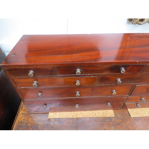 6088 - A Victorian mahogany tabletop collector's / engineer's chest of drawers, 87cm x 29.5cm front