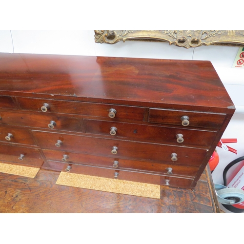 6088 - A Victorian mahogany tabletop collector's / engineer's chest of drawers, 87cm x 29.5cm front