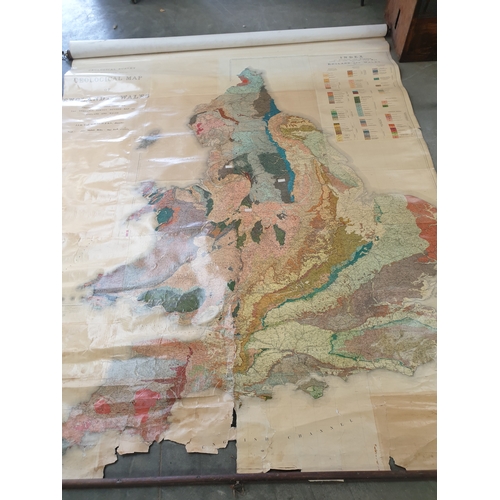 2264 - A Geological  map of England and Wales 1906-1910, 235 x 300cm approx, some damage