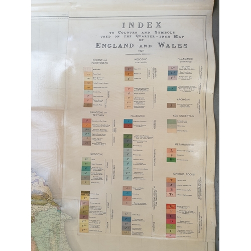 2264 - A Geological  map of England and Wales 1906-1910, 235 x 300cm approx, some damage