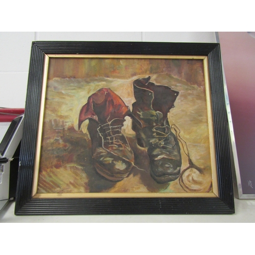 2125 - A framed oil on board of still life od 