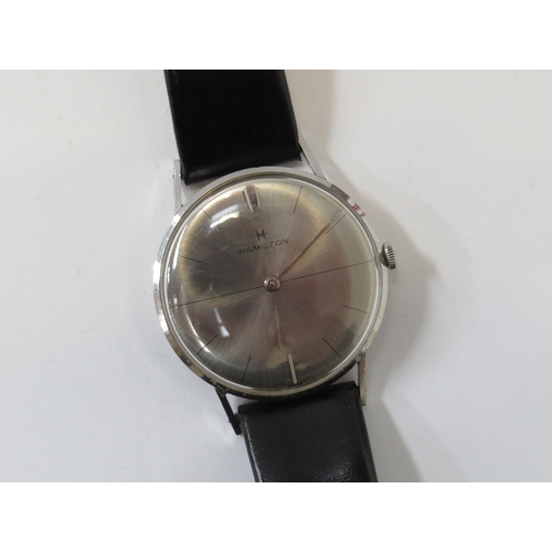 6405 - A Hamilton Swiss 1960's gents wristwatch with leather strap, boxed