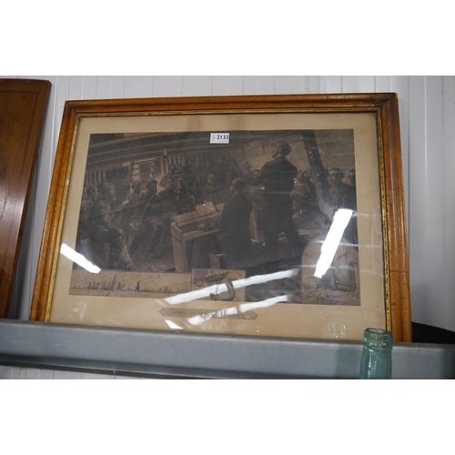 2142 - A Victorian maple framed print, Mission to deep sea fishermen