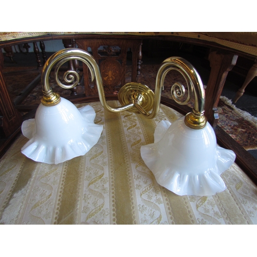 1084 - A pair of Christopher Wray frilly petticoat wall mounted light shades