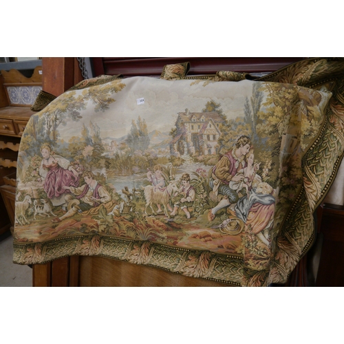 2441 - A French wall hanging tapestry of lovers by the lake