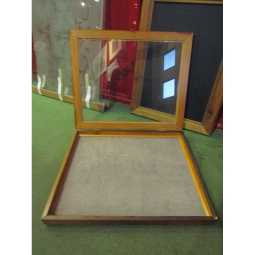 4021 - An oak glass-front jewellery display case, 50cm x 60cm, and a chalkboard, framed, 70cm x 52cm (2)