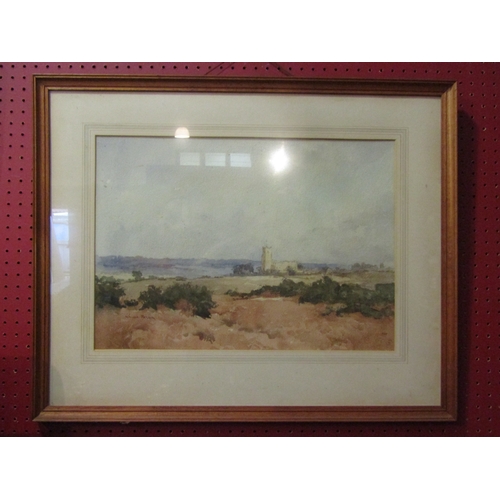 4030 - WILLIAM BENNER (1884-1964): A watercolour of East Anglian landscape with church and heathland, signe... 