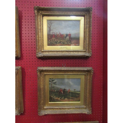 4090 - C.GOLDSMITH 1871: A set of four oils of hunting scenes, 'The Meet', 'The Run', 'The Find' and 'The F... 