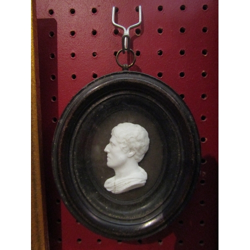 4092 - A circa 1804 plaster bust of John Flemming, information verso, framed and glazed, marked 