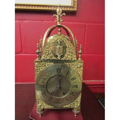 4134 - A brass striking lantern clock, circa late 19th/early 20th Century, 18