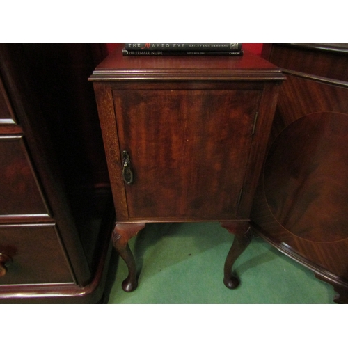 4137 - An Edwardian mahogany single door bedside cabinet over cabriole legs with carved motif, 84cm tall x ... 