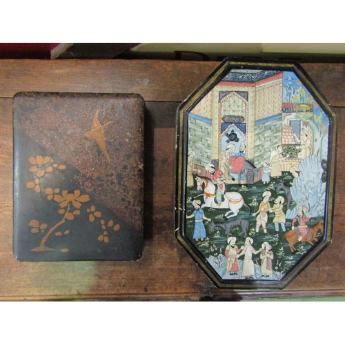 4142 - Two lacquered boxes, one Indian and one Japanese