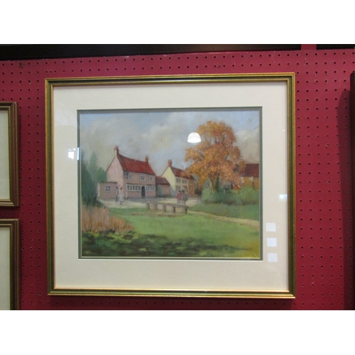 4182 - S.SEWELL: A pastel of village green scene, signed and dated 1990 lower right, framed and glazed, 30c... 