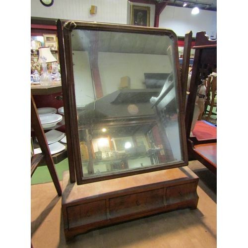 4231 - A Georgian dressing table mirror, burr walnut with three cushion drawer base, and another (2)