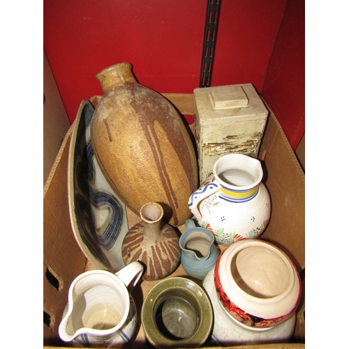 4250 - A selection of Studio pottery ceramics including Nemadji USA squat form vase