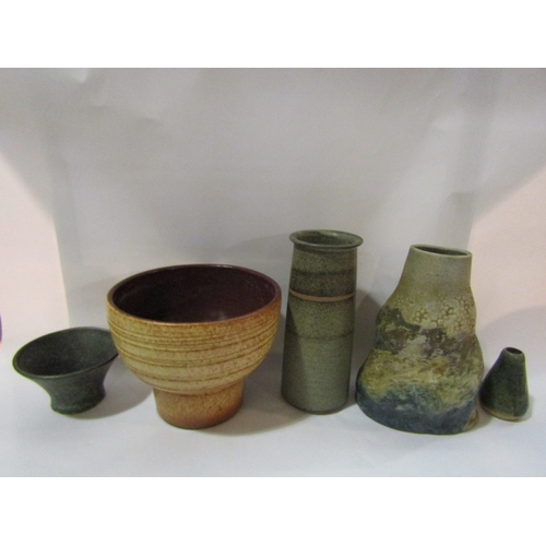 4292 - Five pieces of Studio pottery including Tony Grant (London) vase, 23cm tall