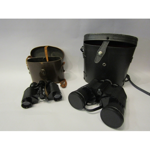 4293 - A pair of Denhill France 8x25 binoculars in leather case, a pair of Pathescope 20x50 binoculars, cas... 