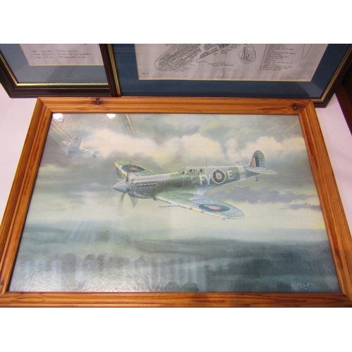 4300 - Two framed photocopies of cutaway drawings depicting a Supermarine Spitfire II and Hawker Hurricane ... 