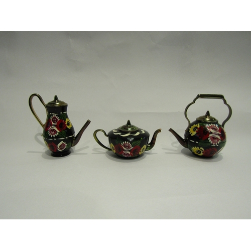 4391 - Three pieces of miniature Bargeware, teapots and coffee pots