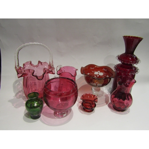 4398 - Eight pieces of mainly cranberry and ruby red glass