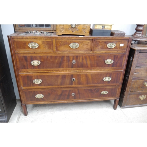 2094 - A 19th Century mahogany chest of three short over three long drawers, lacking marble top