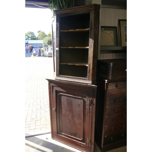 2106 - A Georgian painted open corner display cabinet and another (2)