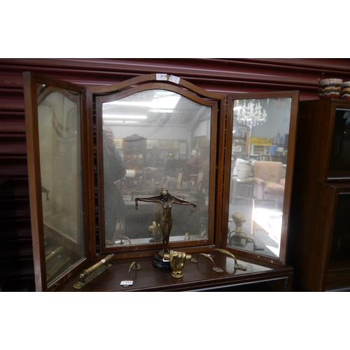 2115 - An Edwardian mahogany inlaid three fold dressing table mirror