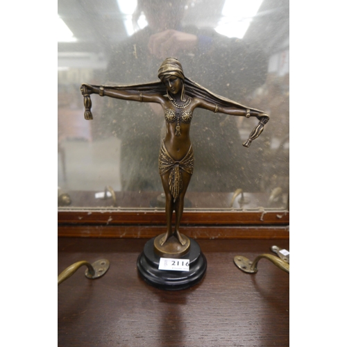 2116 - An Art Deco form bronze lady with scarf