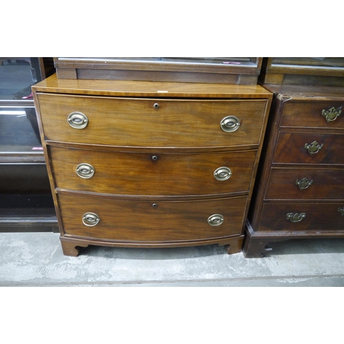 2120 - A 19th Century mahogany bow fronted chest of three drawers