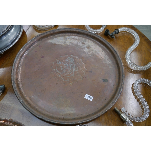 2247 - A round Arabic copper serving tray