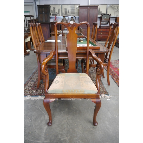 2253 - Six (4+2) Edwardian mahogany dining chairs, three seats pads missing