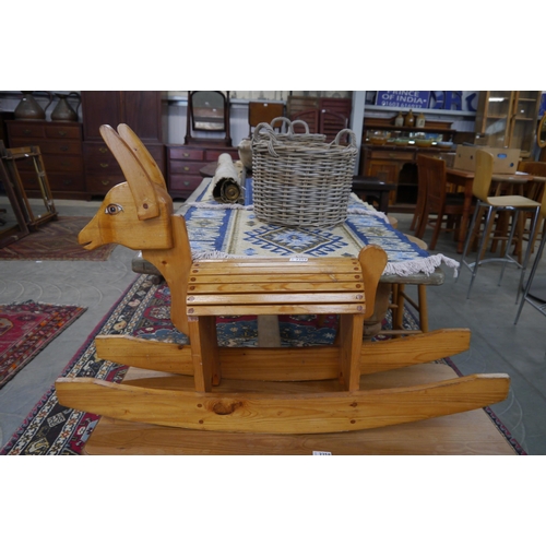 2259 - A pine rocking horse