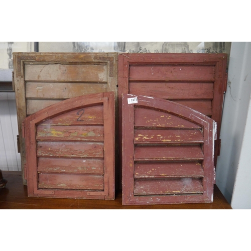 2273 - Two pairs of rustic painted pine shutters