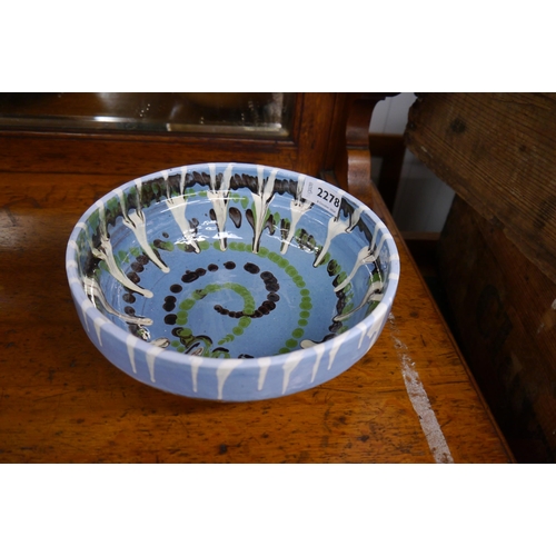 2278 - A blue drip glazed bowl