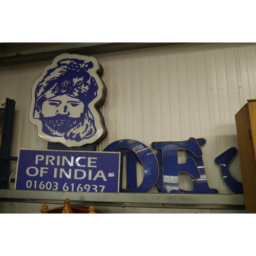 2280 - A Prince of India pub sign and matching letters