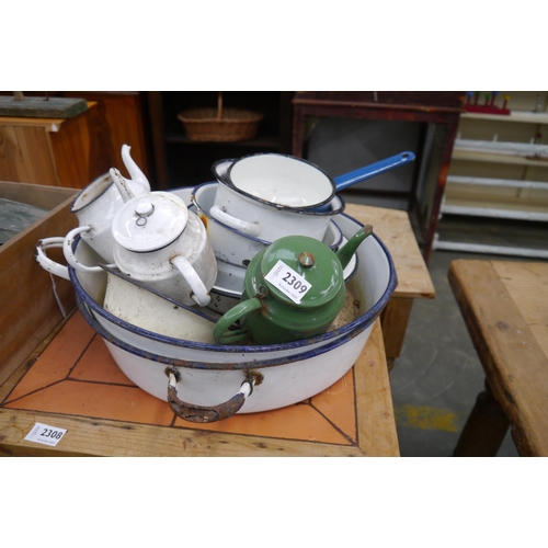 2309 - A large quantity of enamel ware