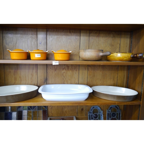 2325 - A quantity of Le Creuset and Vintage French dishes