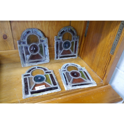 2328 - Four stained glass lantern panels