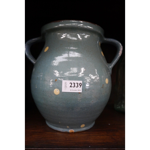 2339 - A blue and white spotty glazed jug