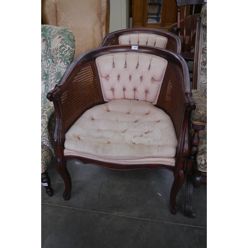 2367 - A pair of mahogany cane sided chairs for re-upholstery