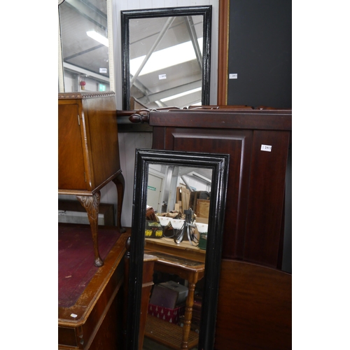 2410 - A tall black framed mirror and another square mirror