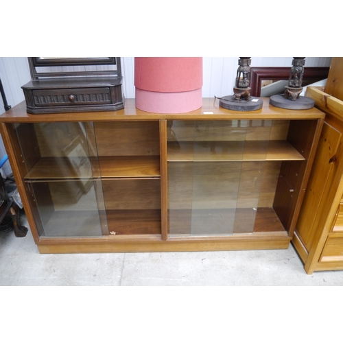 2428 - A teak twin glazed bookcase