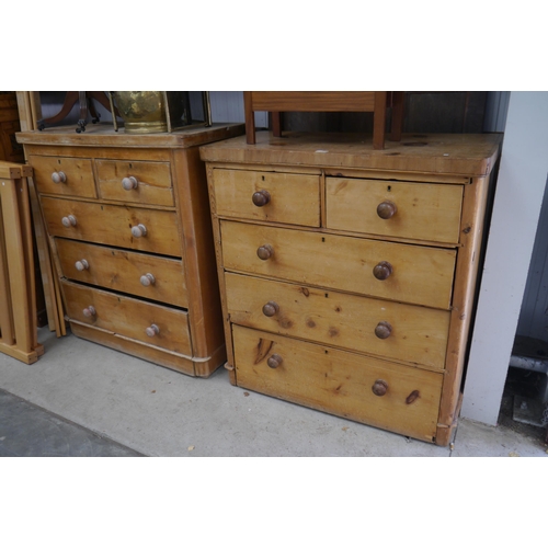 2438 - Two Victorian pine chest of five drawers, both for restoration, drawer linings and backs a/f