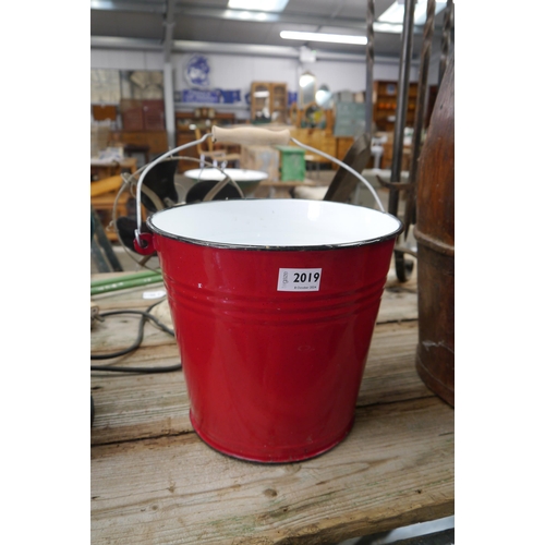 2019 - A red enamel bucket