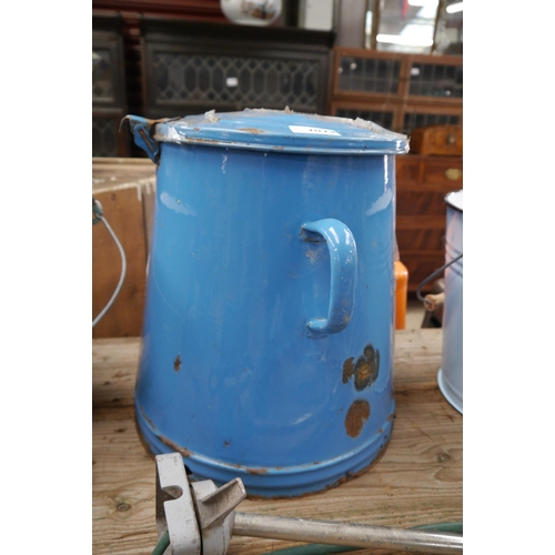 2024 - A blue enamel food storage bin