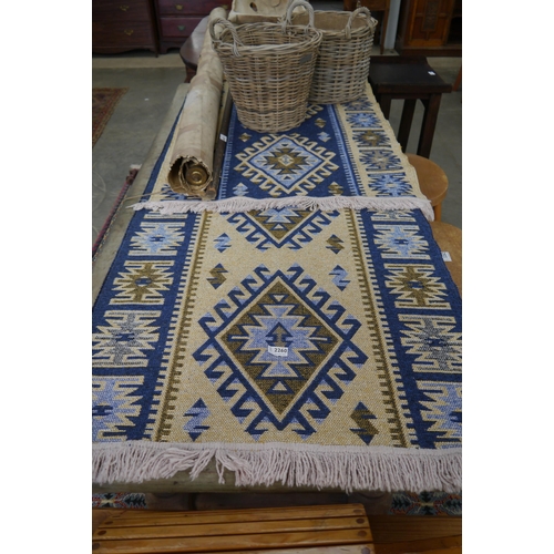 2260 - A blue and yellow runner rug 292 x 78cm