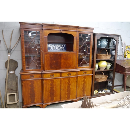 2337 - A Georgian style mahogany full height glazed dresser in two sections, four drawers over four doors