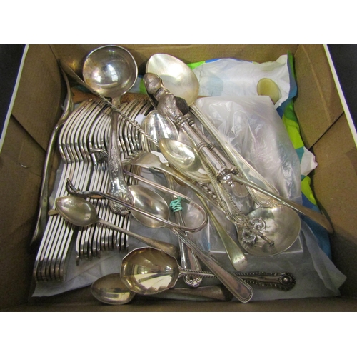 4328 - A selection of silver-plated cutlery including spoons, forks, collector's spoons etc.