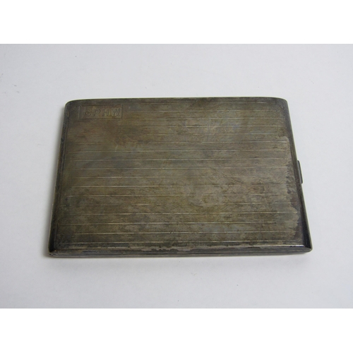 4333 - A silver cigarette case, engine-turned design with CPHW initials, Birmingham 1927, 160g